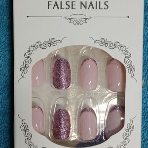 Purple pink glitter press on nails new